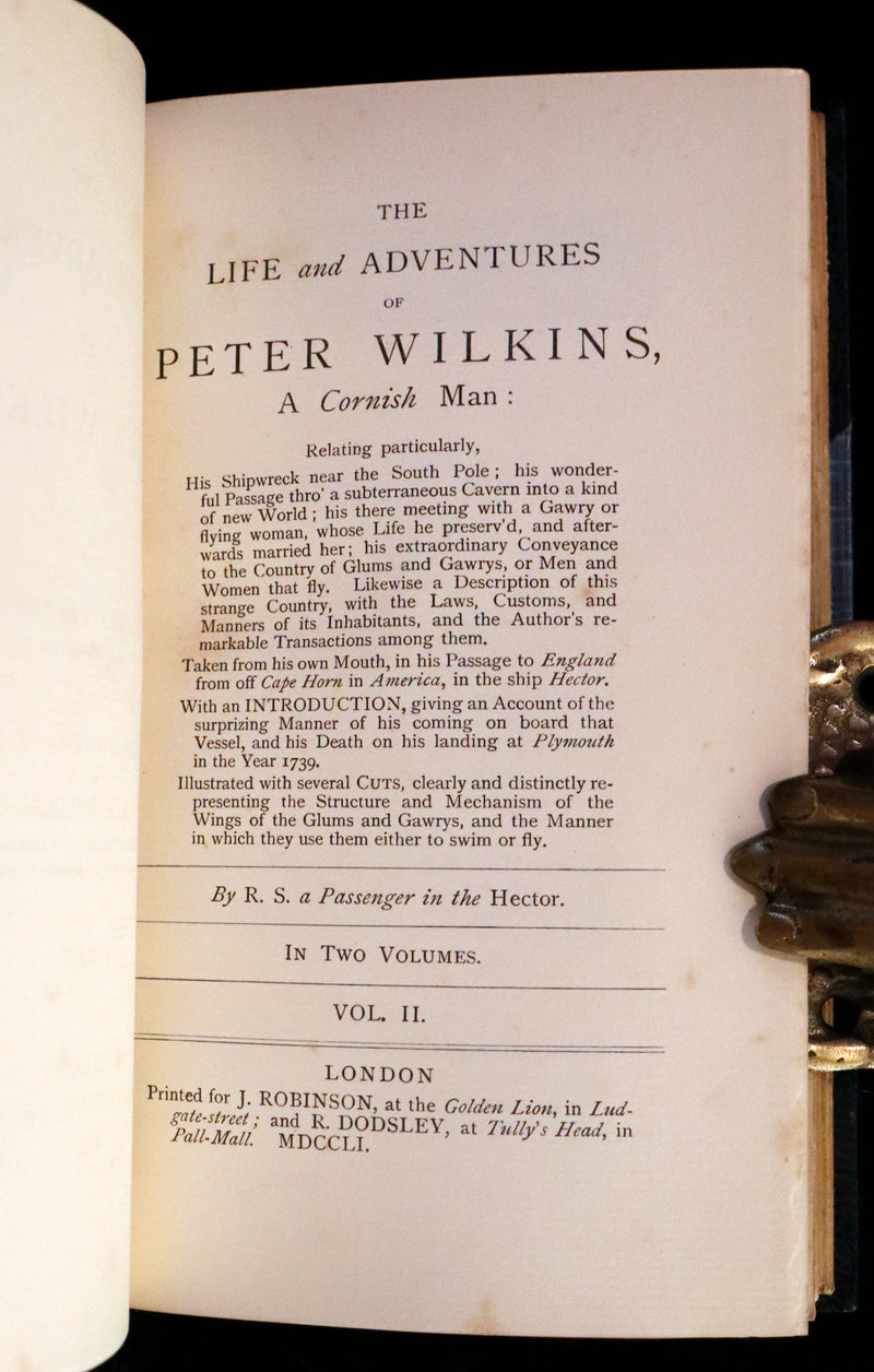 1884 Rare Book Set - The Life & Adventures of Peter Wilkins, Utopian Science Fiction Masterpiece.