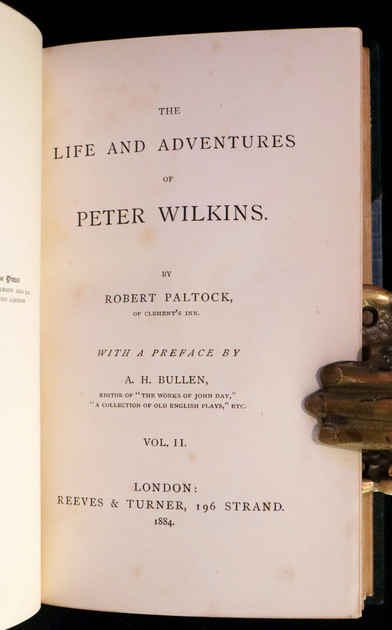 1884 Rare Book Set - The Life & Adventures of Peter Wilkins, Utopian Science Fiction Masterpiece.