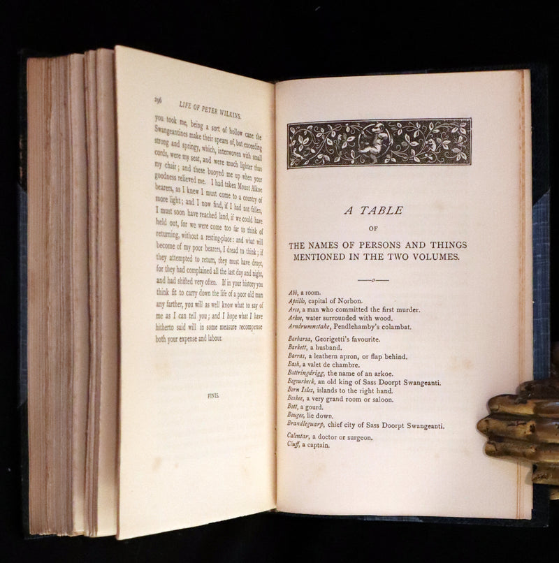 1884 Rare Book Set - The Life & Adventures of Peter Wilkins, Utopian Science Fiction Masterpiece.