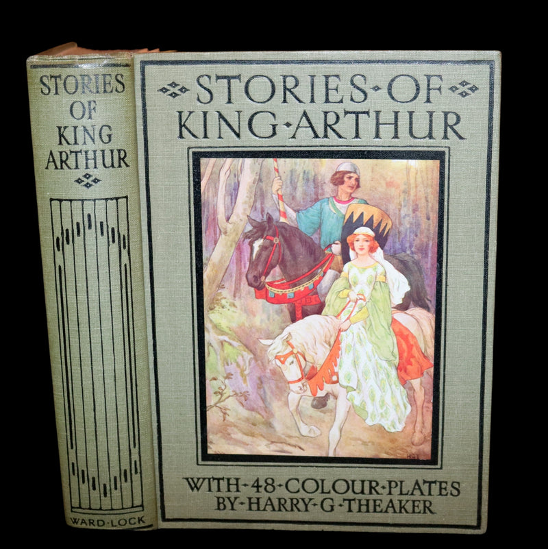 1925 Rare Book - Stories of King Arthur with 48 Colour Plates By Harry G. Theaker.