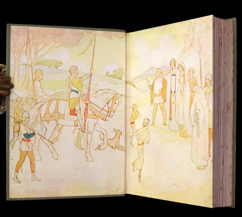 1925 Rare Book - Stories of King Arthur with 48 Colour Plates By Harry G. Theaker.