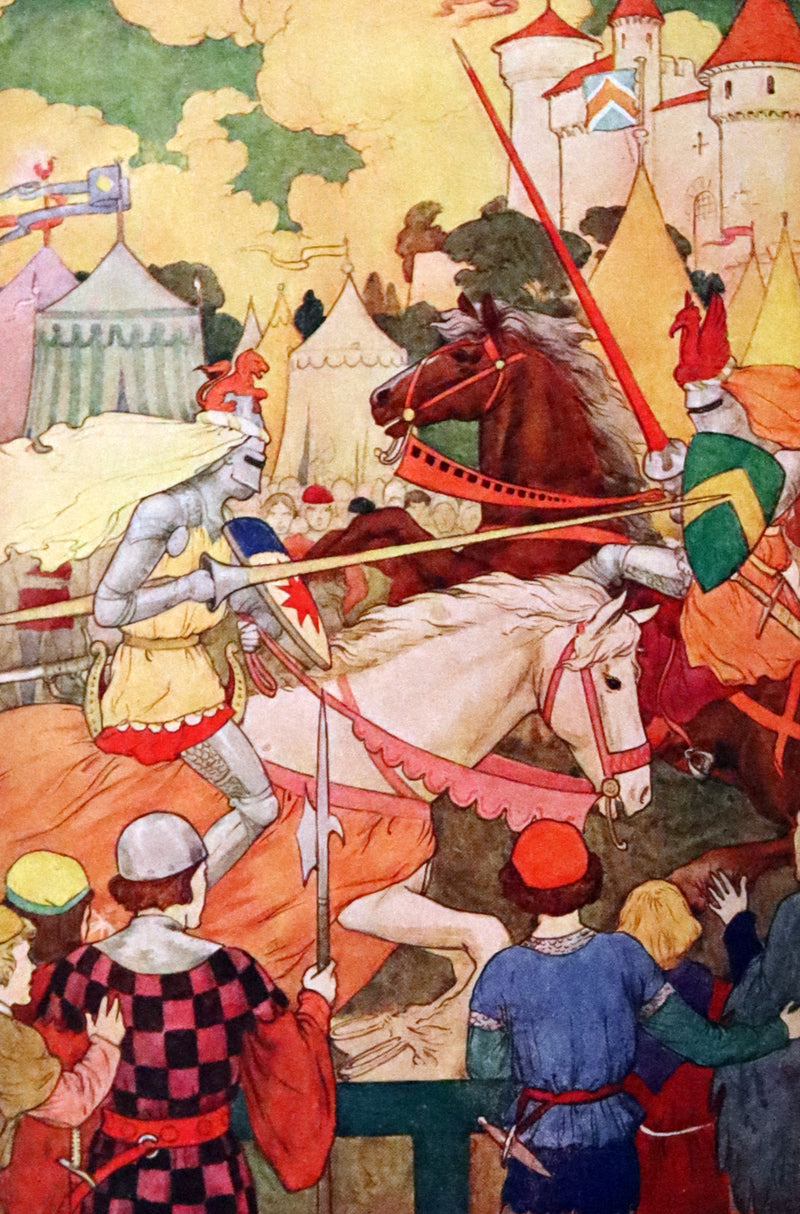 1925 Rare Book - Stories of King Arthur with 48 Colour Plates By Harry G. Theaker.