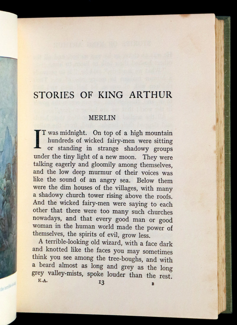 1925 Rare Book - Stories of King Arthur with 48 Colour Plates By Harry G. Theaker.