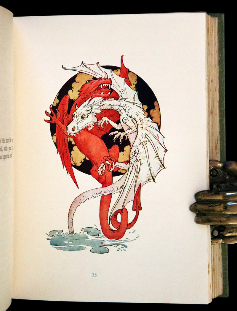 1925 Rare Book - Stories of King Arthur with 48 Colour Plates By Harry G. Theaker.