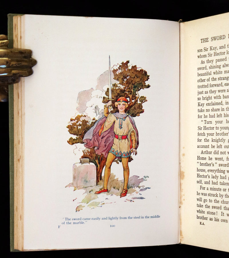 1925 Rare Book - Stories of King Arthur with 48 Colour Plates By Harry G. Theaker.