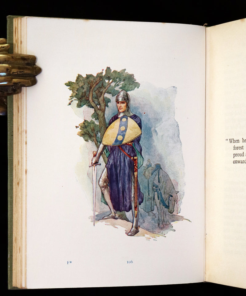 1925 Rare Book - Stories of King Arthur with 48 Colour Plates By Harry G. Theaker.