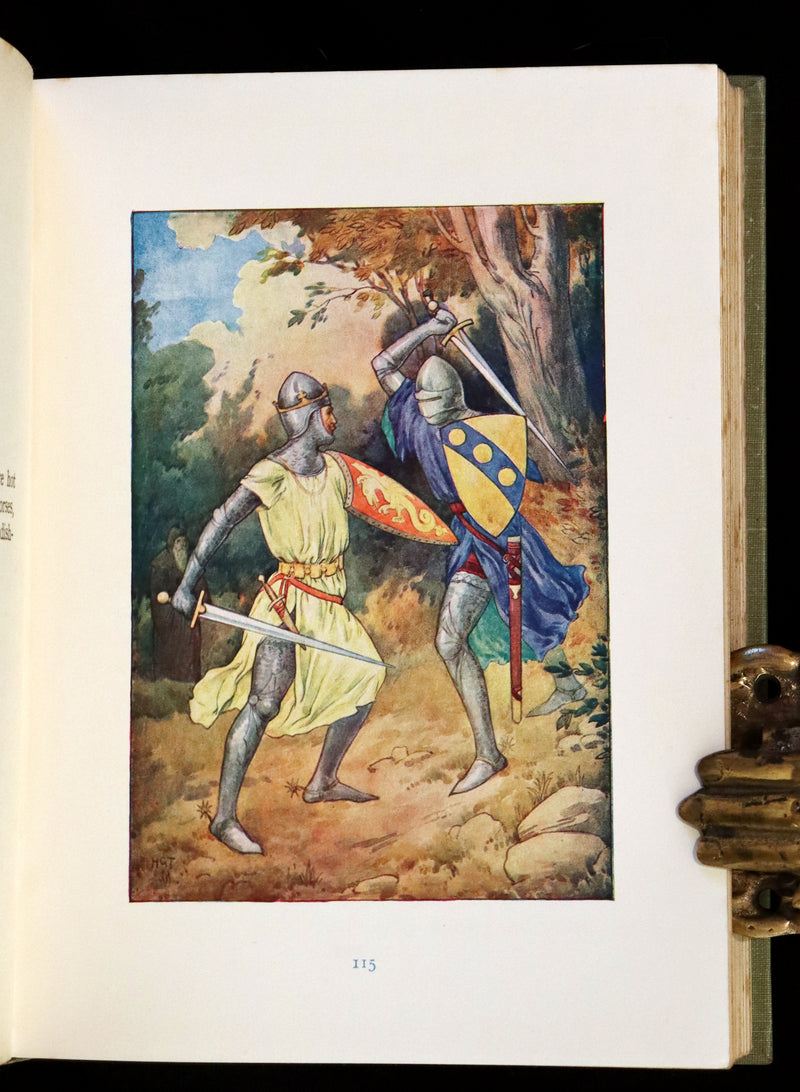 1925 Rare Book - Stories of King Arthur with 48 Colour Plates By Harry G. Theaker.