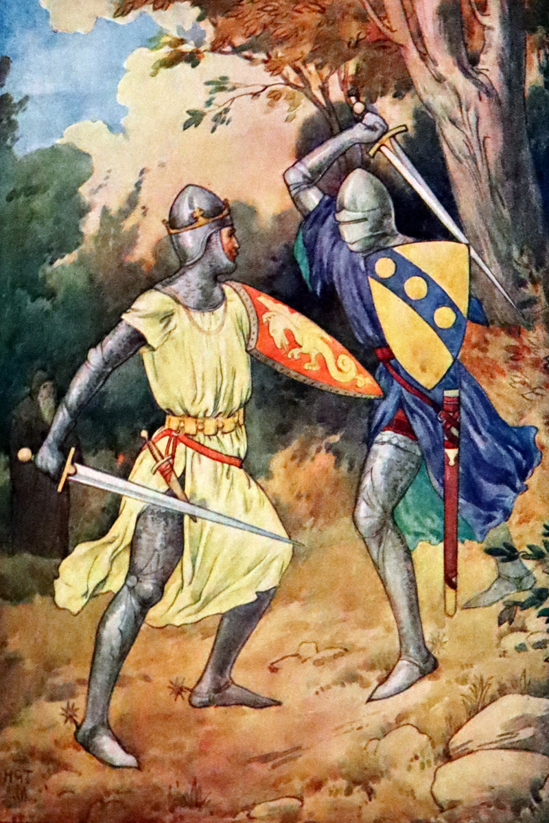 1925 Rare Book - Stories of King Arthur with 48 Colour Plates By Harry G. Theaker.