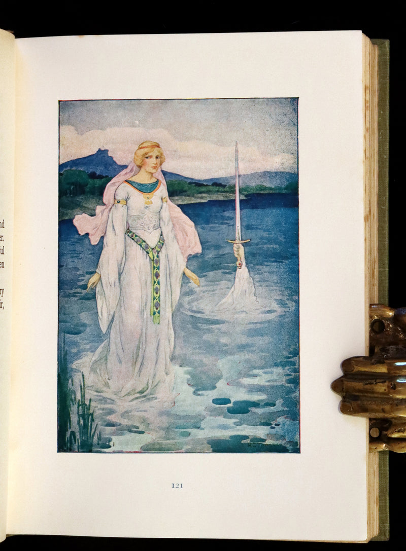 1925 Rare Book - Stories of King Arthur with 48 Colour Plates By Harry G. Theaker.