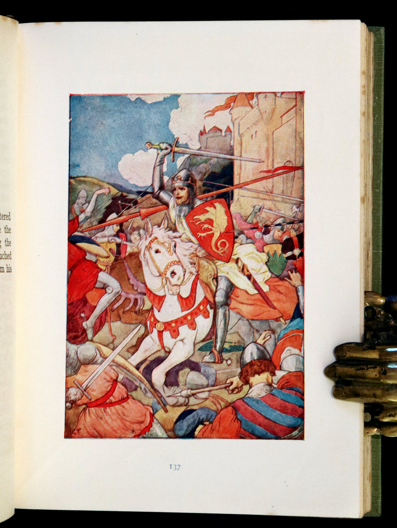 1925 Rare Book - Stories of King Arthur with 48 Colour Plates By Harry G. Theaker.