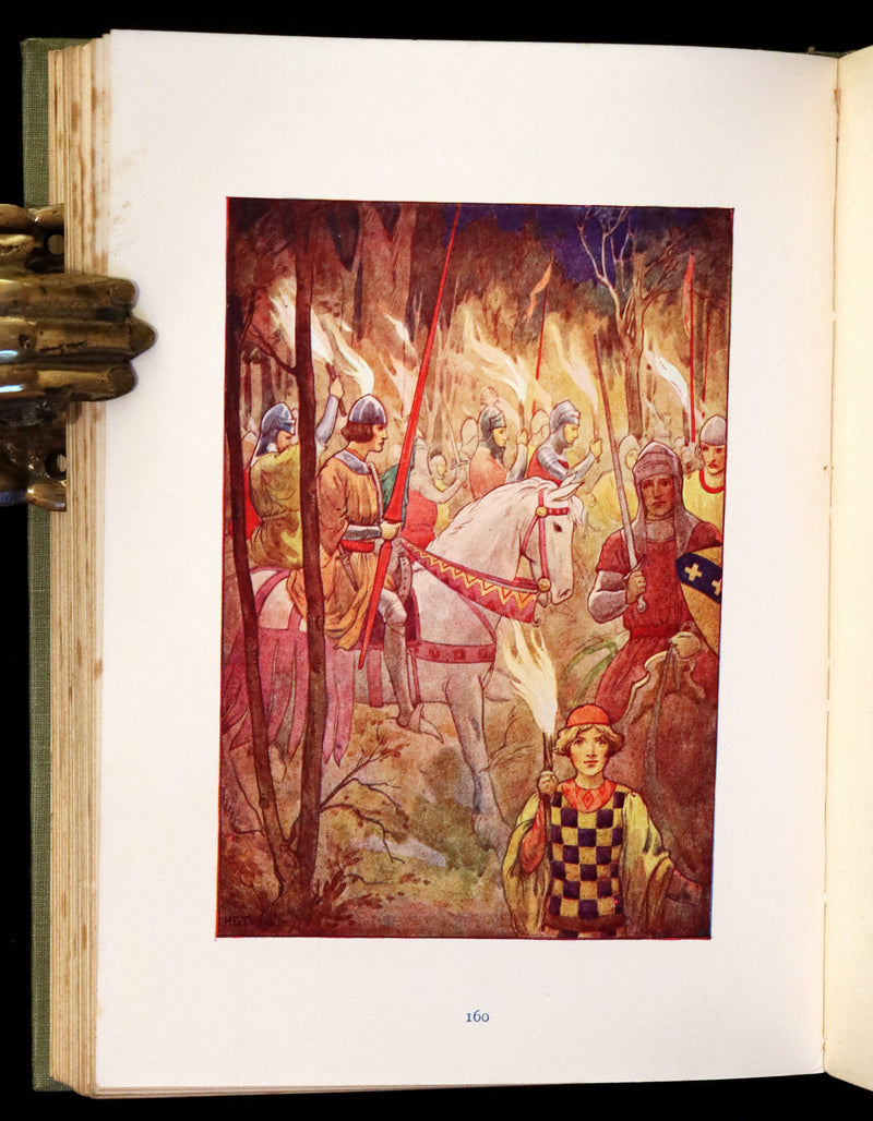 1925 Rare Book - Stories of King Arthur with 48 Colour Plates By Harry G. Theaker.