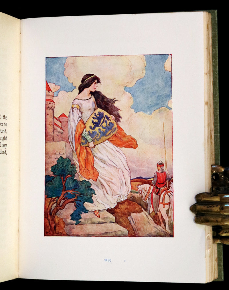1925 Rare Book - Stories of King Arthur with 48 Colour Plates By Harry G. Theaker.