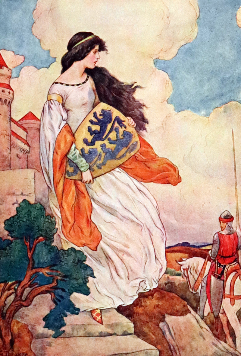 1925 Rare Book - Stories of King Arthur with 48 Colour Plates By Harry G. Theaker.