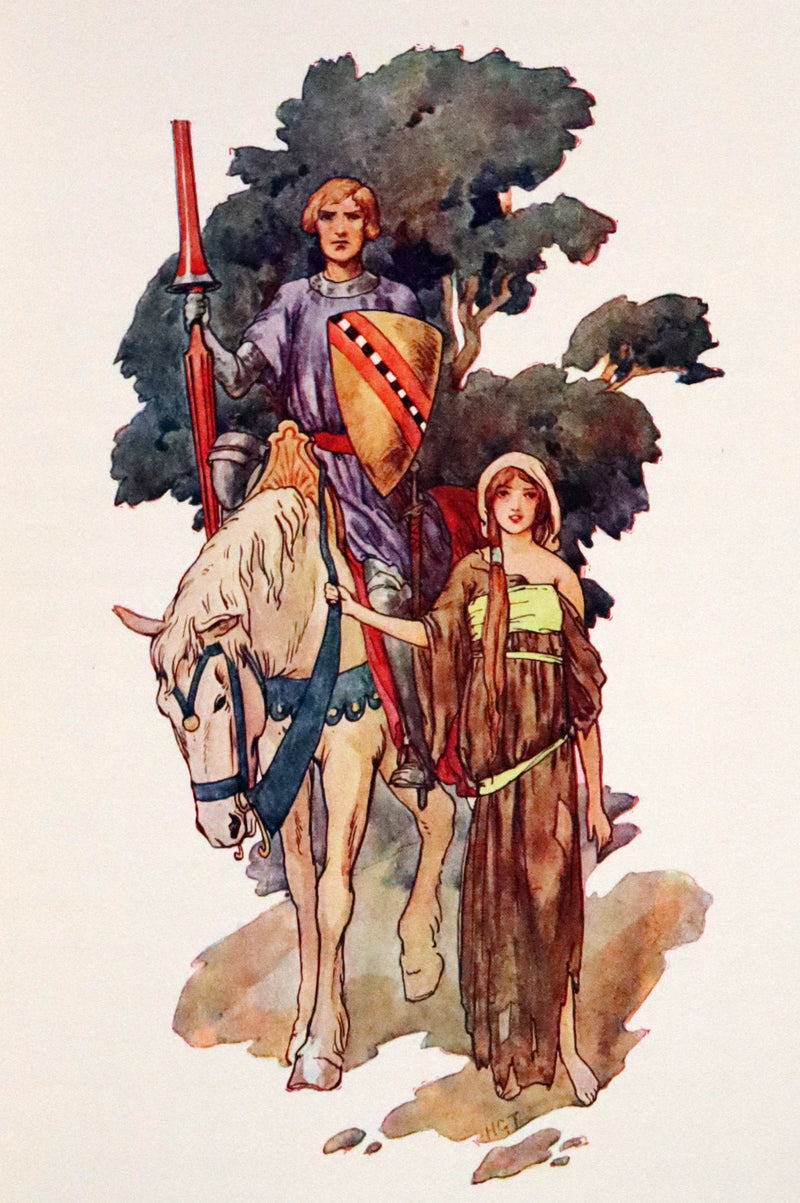 1925 Rare Book - Stories of King Arthur with 48 Colour Plates By Harry G. Theaker.