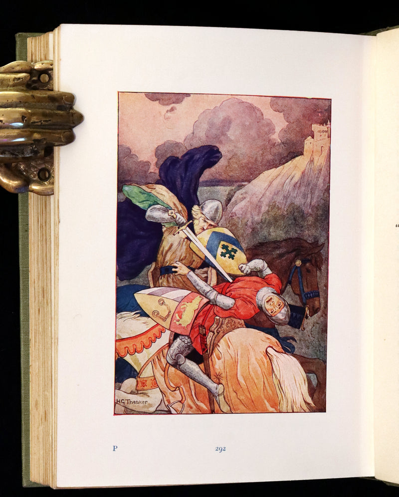1925 Rare Book - Stories of King Arthur with 48 Colour Plates By Harry G. Theaker.