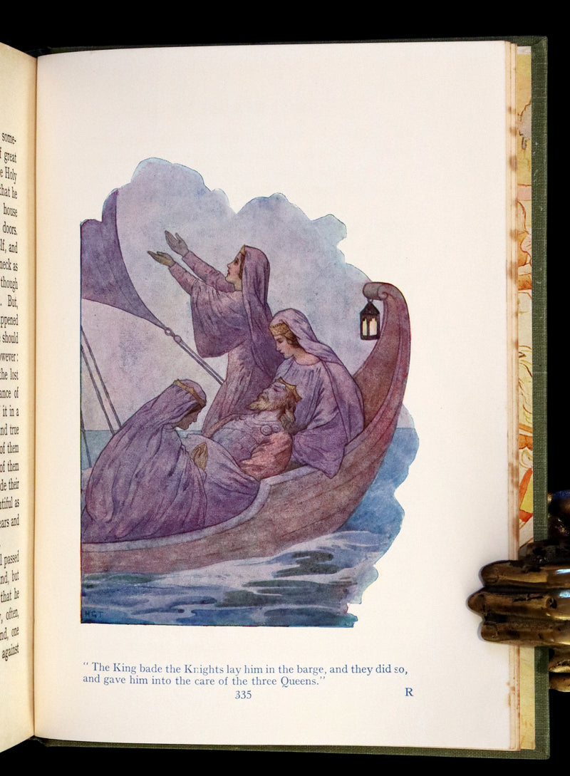 1925 Rare Book - Stories of King Arthur with 48 Colour Plates By Harry G. Theaker.