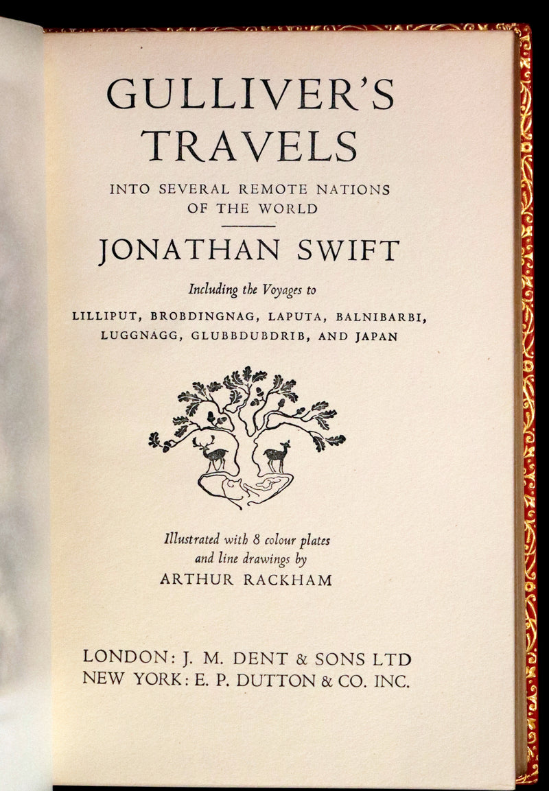 1952 Rare Book bound by Bayntun - Gulliver's Travels Into Several Remote Nations of the World. Illustrated by Arthur Rackham.