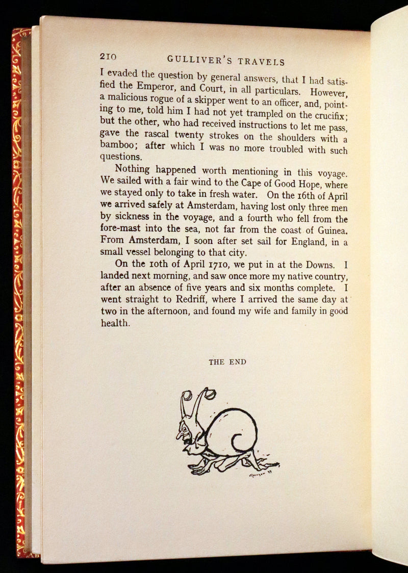 1952 Rare Book bound by Bayntun - Gulliver's Travels Into Several Remote Nations of the World. Illustrated by Arthur Rackham.