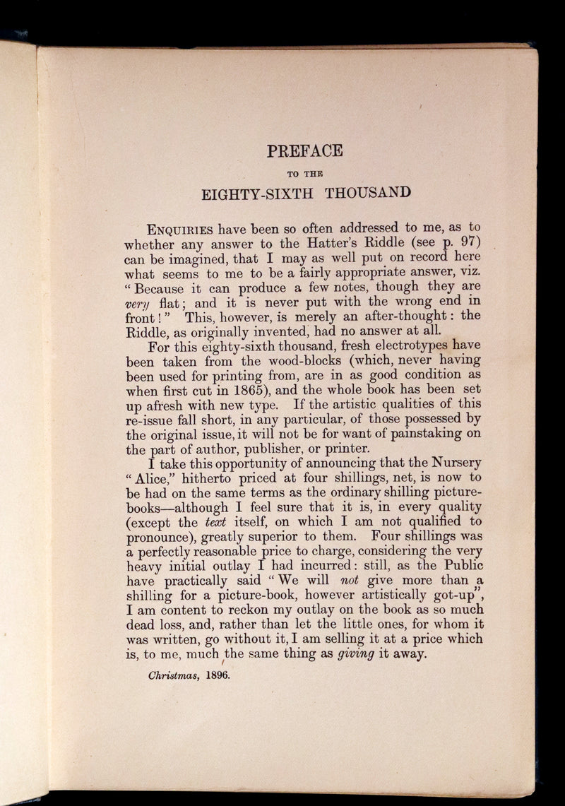 1910 Rare Edition in Blue - ALICE'S ADVENTURES IN WONDERLAND by Lewis Carroll.