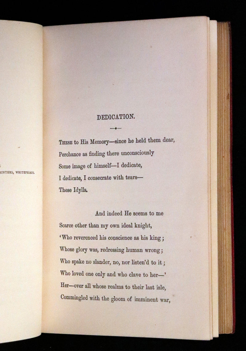 1869 Rare Book on Legend of King Arthur - IDYLLS OF THE KING by Alfred Tennyson.