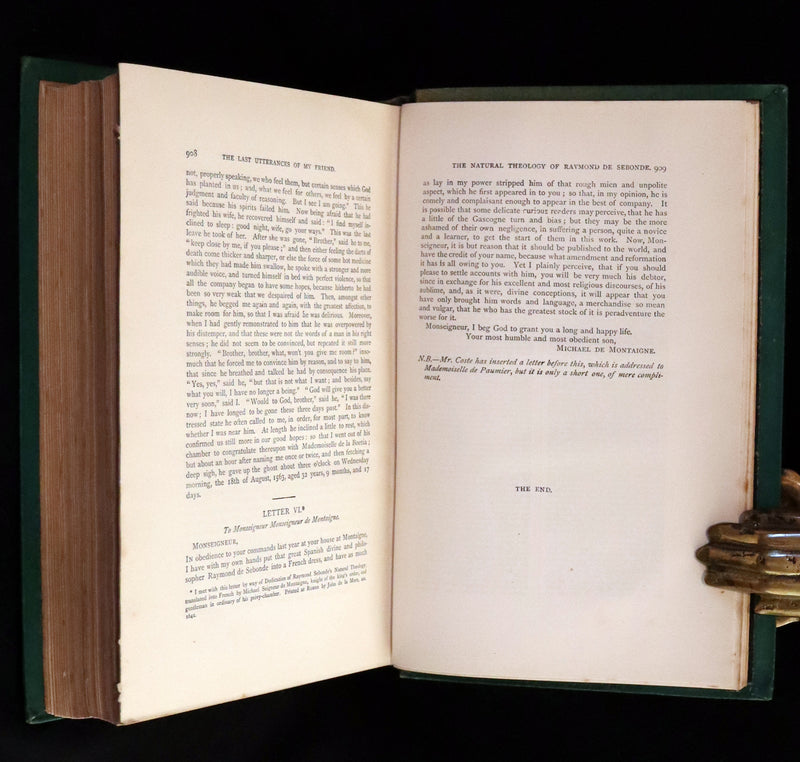 1870 Rare Victorian Book - The Essays of Michael Seigneur de Montaigne.