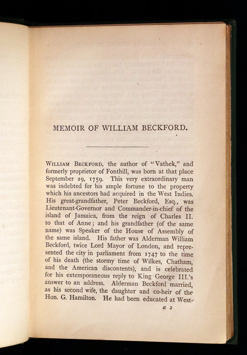 1868 Rare Gothic Book - Vathek, an Arabian Tale by William Thomas Beckford. Illustrated.