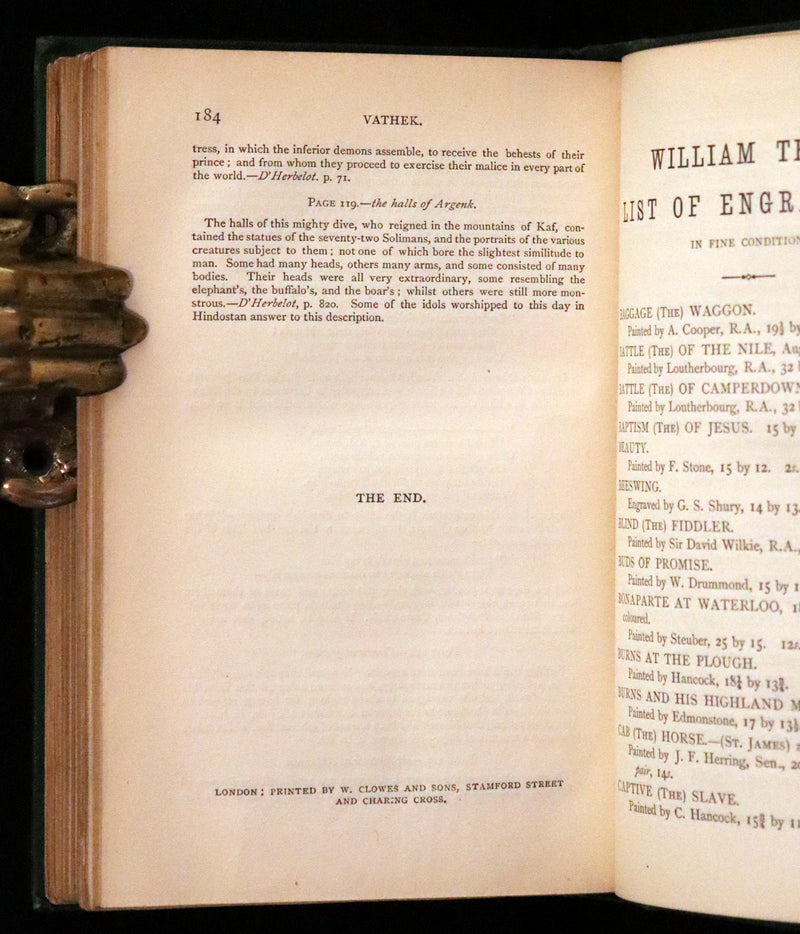 1868 Rare Gothic Book - Vathek, an Arabian Tale by William Thomas Beckford. Illustrated.