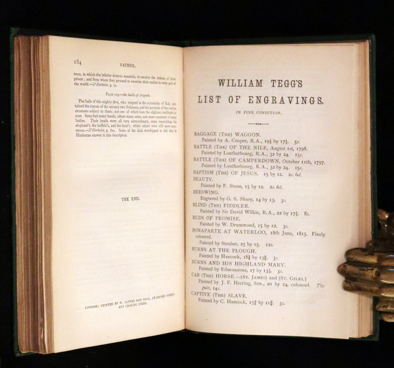 1868 Rare Gothic Book - Vathek, an Arabian Tale by William Thomas Beckford. Illustrated.