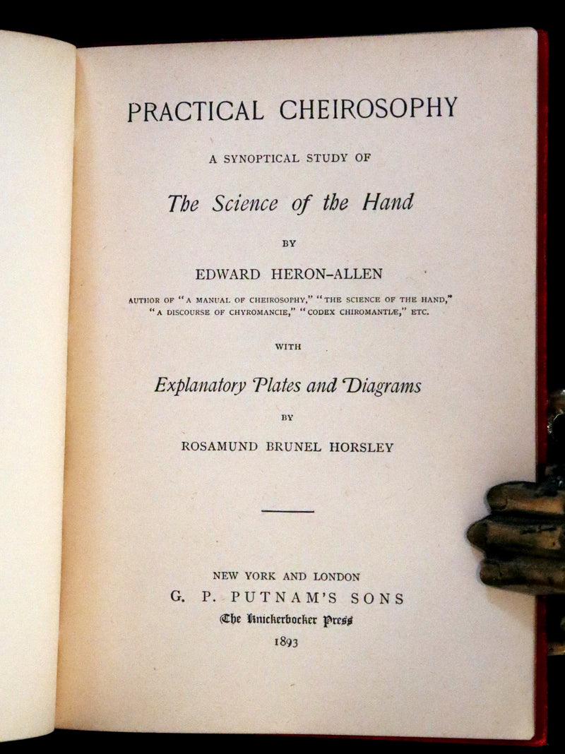 1893 Rare Chiromancy Book - Practical Cheirosophy, the Science of the Hand.
