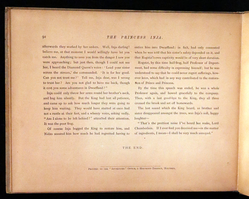 1889 Scarce First Edition - The Princess Inja: A Fairy Tale. Illustrated by J.W. Cawston.