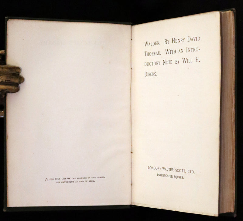 1886 Rare Victorian Book - WALDEN by Henry David THOREAU With an Introductory Note by Will H. Dircks.
