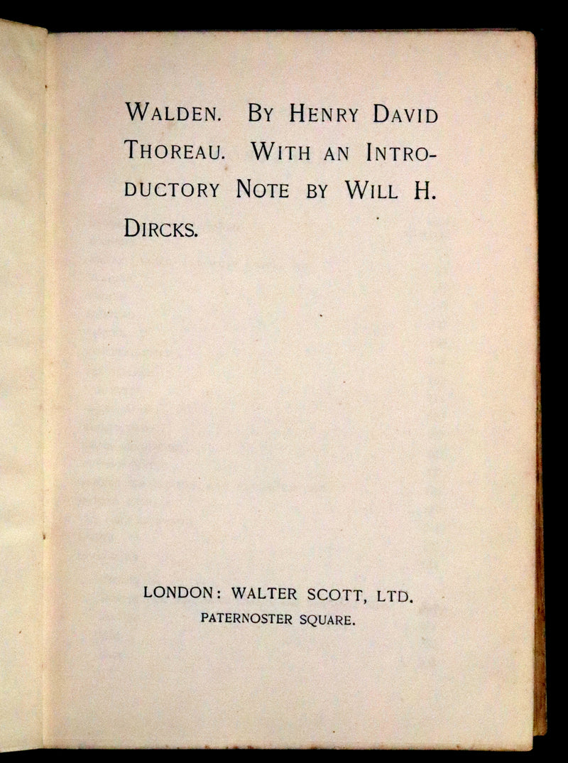 1886 Rare Victorian Book - WALDEN by Henry David THOREAU With an Introductory Note by Will H. Dircks.