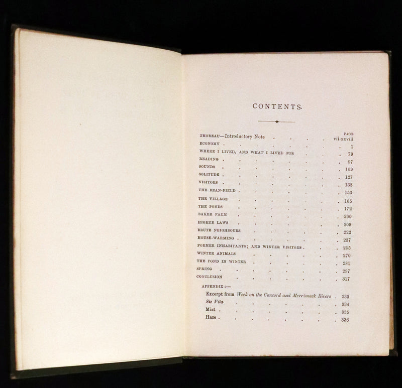 1886 Rare Victorian Book - WALDEN by Henry David THOREAU With an Introductory Note by Will H. Dircks.