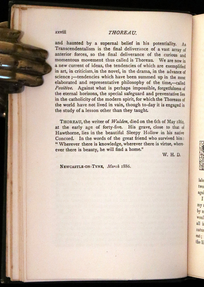 1886 Rare Victorian Book - WALDEN by Henry David THOREAU With an Introductory Note by Will H. Dircks.