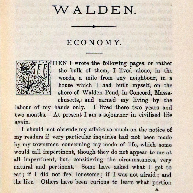 1886 Rare Victorian Book - WALDEN by Henry David THOREAU With an Introductory Note by Will H. Dircks.