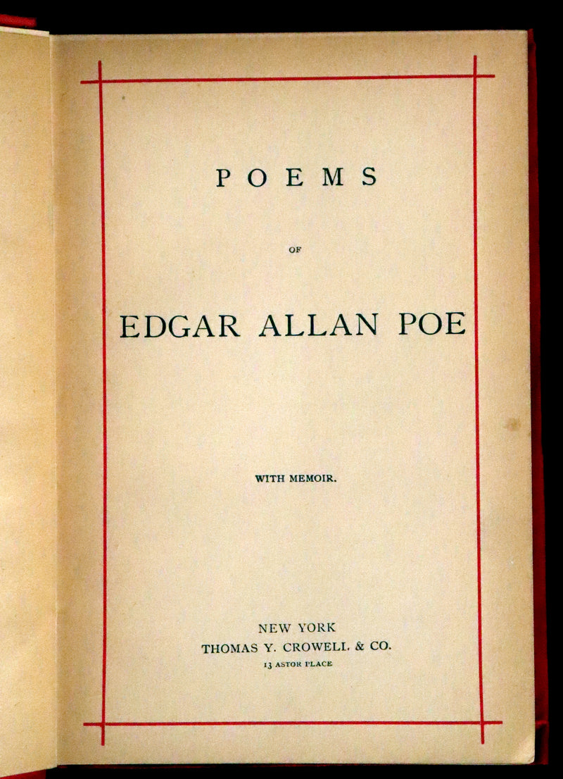 1884 Rare Book - Poems by Edgar Allan POE with Memoir (The Raven, Lenore, Fairy-Land, ...)