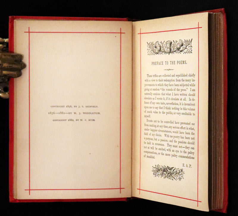 1884 Rare Book - Poems by Edgar Allan POE with Memoir (The Raven, Lenore, Fairy-Land, ...)