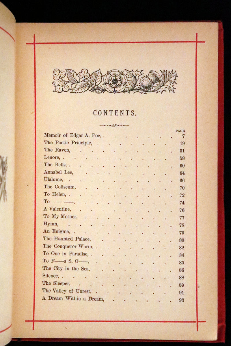 1884 Rare Book - Poems by Edgar Allan POE with Memoir (The Raven, Lenore, Fairy-Land, ...)