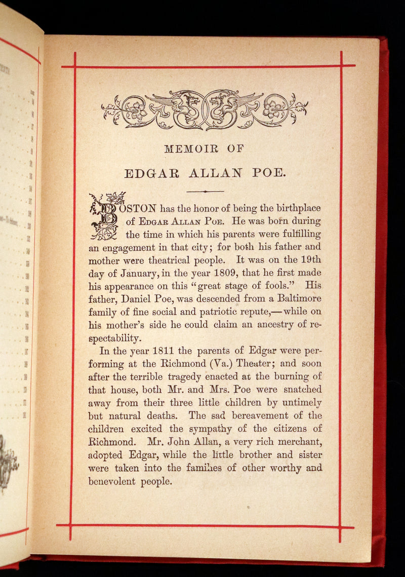 1884 Rare Book - Poems by Edgar Allan POE with Memoir (The Raven, Lenore, Fairy-Land, ...)