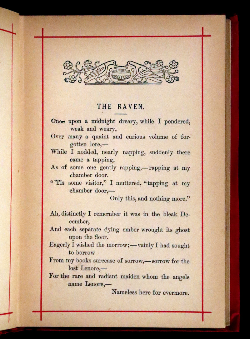 1884 Rare Book - Poems by Edgar Allan POE with Memoir (The Raven, Lenore, Fairy-Land, ...)