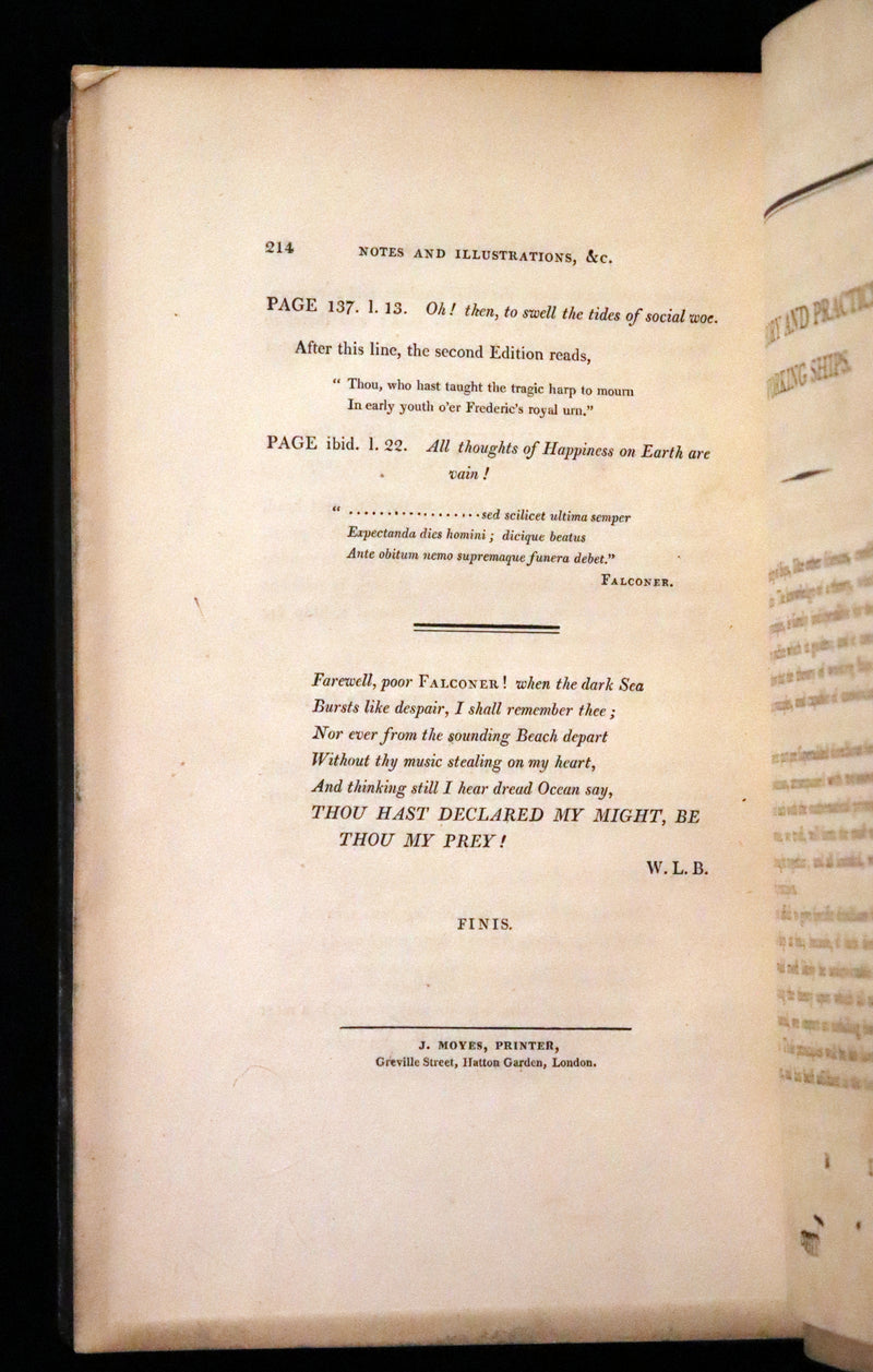 1811 Rare  Book - The Shipwreck by William Falconer, illustrated by Nicholas Pocock. This pretty edition is "corrected from the first and second editions".