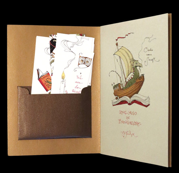 2014 Rare Signed Edition - Long Ago in Bangalore: 6 Bookplates, 4 Bookmarks, and One Lovely Poem by Charles van Sandwyk.