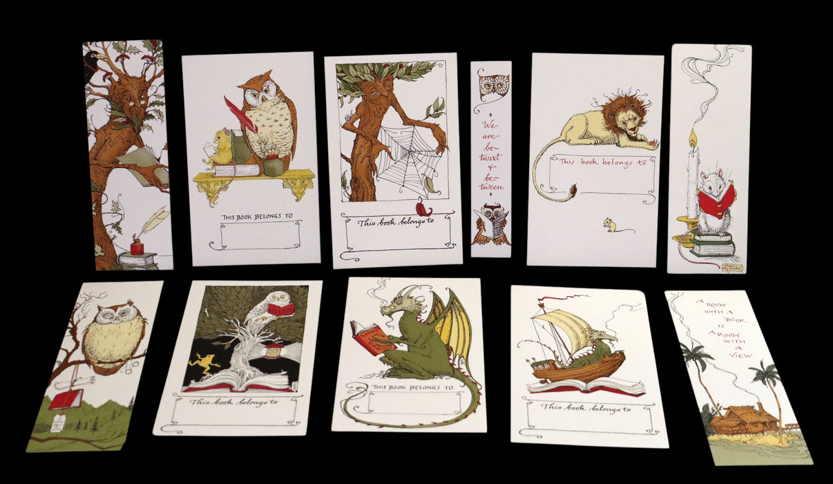 2014 Rare Signed Edition - Long Ago in Bangalore: 6 Bookplates, 4 Bookmarks, and One Lovely Poem by Charles van Sandwyk.