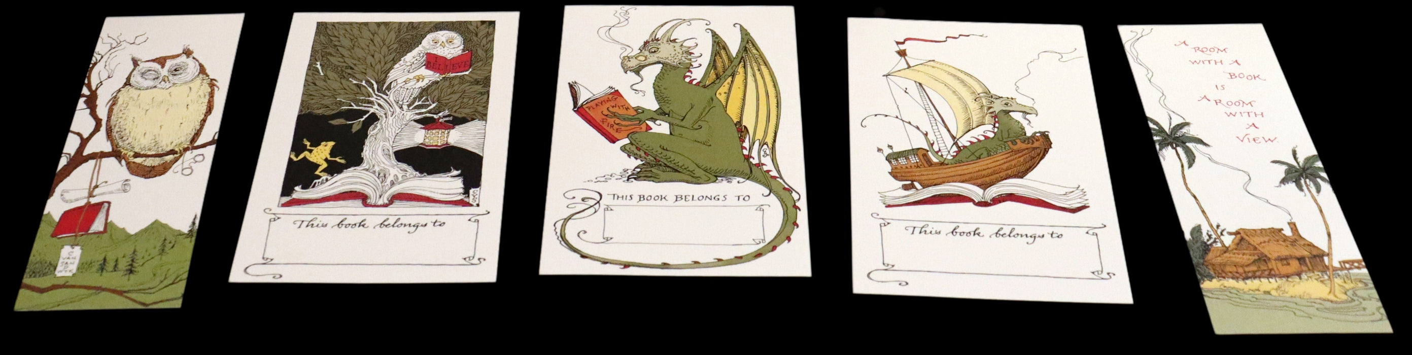 2014 Rare Signed Edition - Long Ago in Bangalore: 6 Bookplates, 4 Bookmarks, and One Lovely Poem by Charles van Sandwyk.