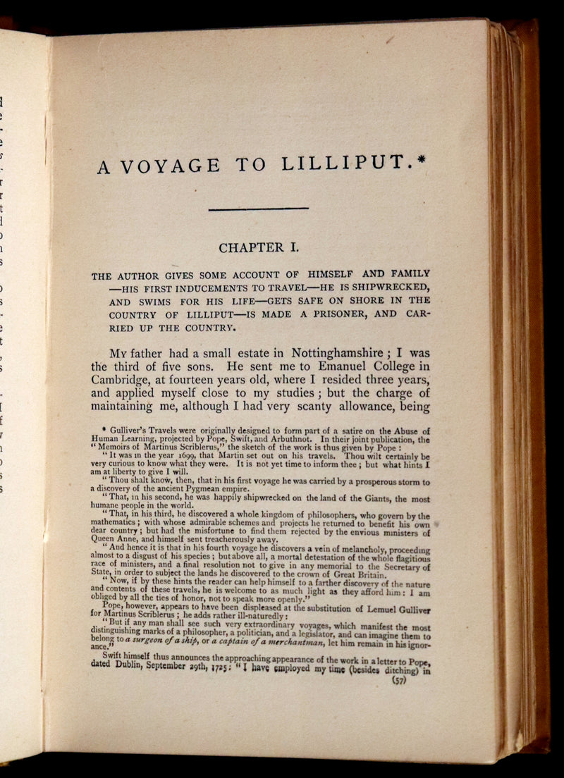 1880 Rare Victorian Book - Gulliver's Travels Into Several Remote Nations of the World & Baron Munchausen, Illustrated.