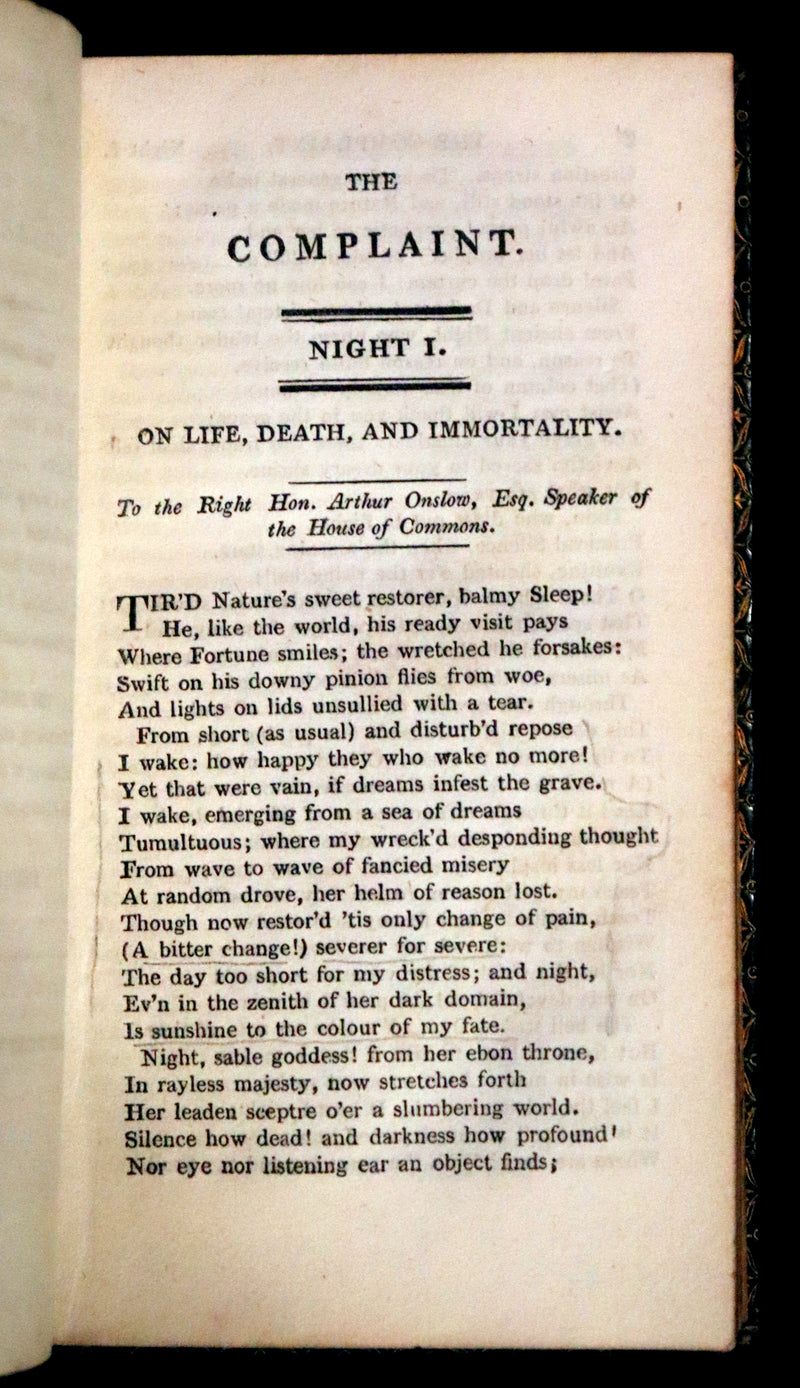 1817 Rare Edition ~ Night Thoughts on Life, Death, & Immortality by Edward Young.