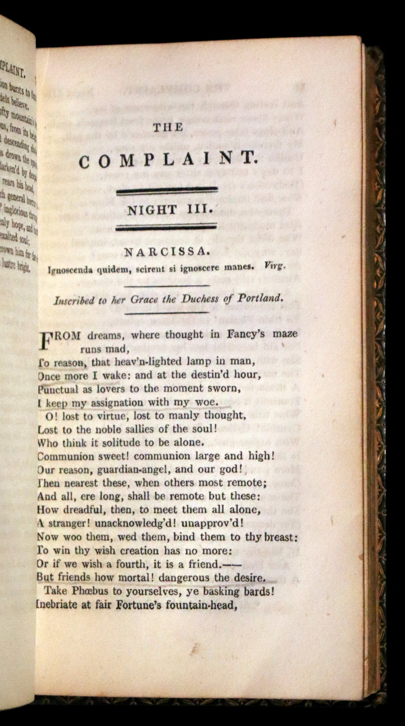1817 Rare Edition ~ Night Thoughts on Life, Death, & Immortality by Edward Young.