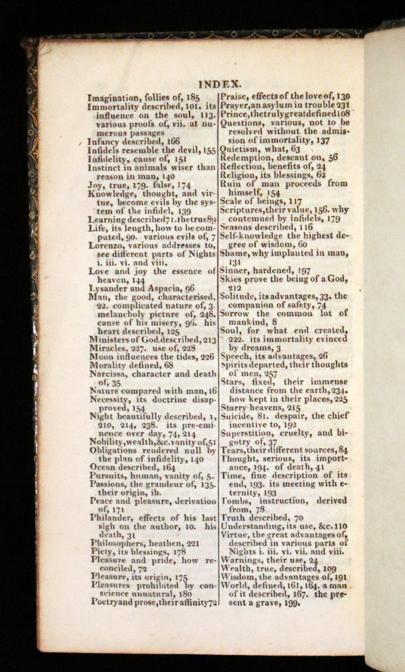 1817 Rare Edition ~ Night Thoughts on Life, Death, & Immortality by Edward Young.