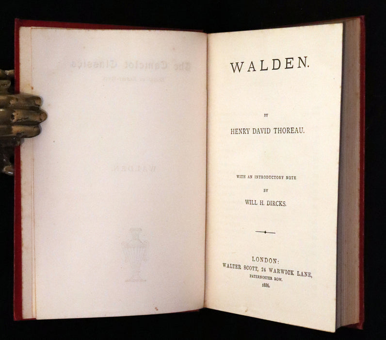 1886 Rare Victorian Book - WALDEN by Henry David Thoreau with an introductory note by Will H. Dircks.