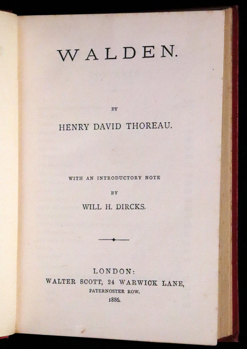 1886 Rare Book - Walden; or, Life in the Woods by Henry David Thoreau.